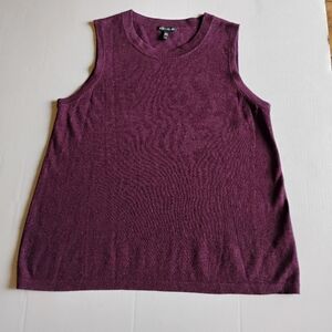 New Eileen Fisher Sleeveless Sweater Size L Merlot Tencel Lyocell, Merino Wool,